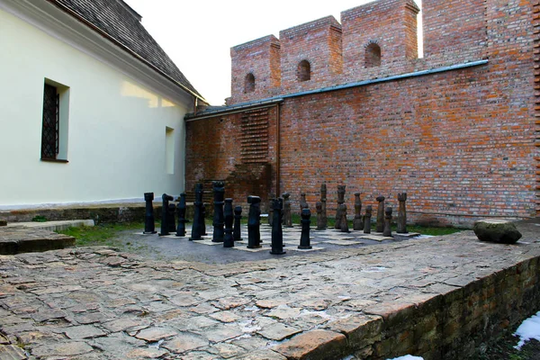 Chessboard in the castle of Lubart, Ukraine — Stock Photo, Image