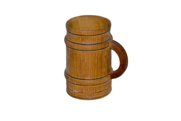 Wooden beer mug isolated on white background — Stock Photo, Image