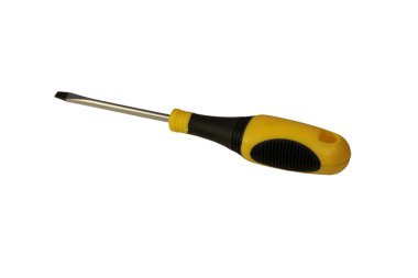 Beyaz arka plan üzerinde izole sarı tornavida