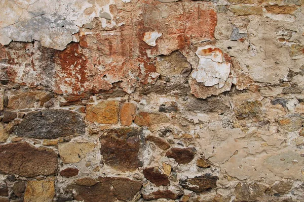 Contexte de vieux mur de pierre altérée — Photo