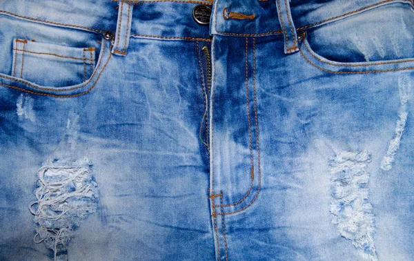 Textura de calça. Parte de uma calça azul — Fotografia de Stock