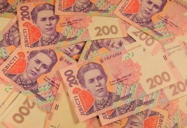 Ukraynalı para. İki yüz hryvnia banknotların arka plan
