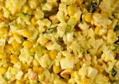 Yengeç salatası Mısır salatalık yumurta ve pirinç sopa