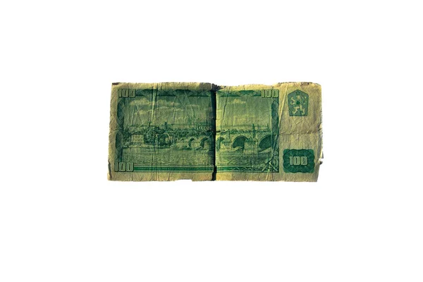 Billet de 100 couronnes de Tchécoslovaquie isolé sur fond blanc — Photo