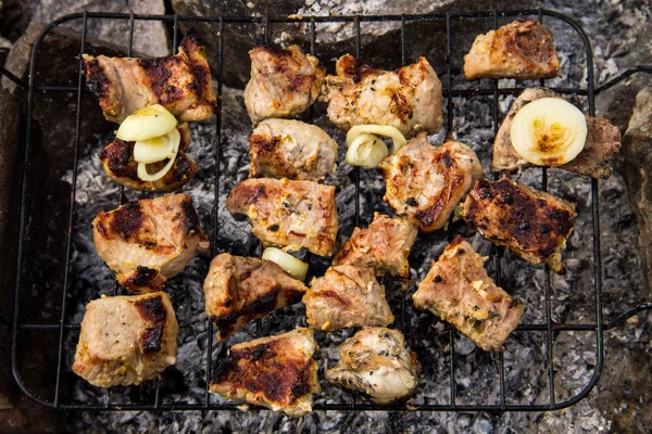 Mięso wieprzowe pieczenia na grillu — Zdjęcie stockowe