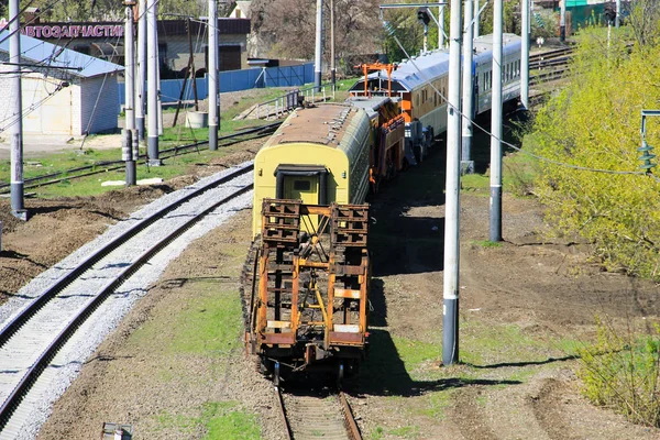 View on the maintenance train on railroad track