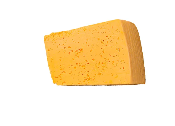 Шматок сиру ізольований на білому фоні — стокове фото
