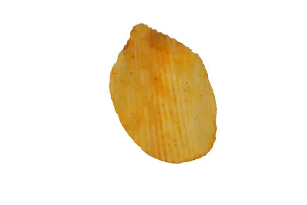 Chip de batata único isolado no fundo branco — Fotografia de Stock