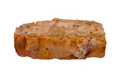 Eski kırmızı tuğla üzerine beyaz izole