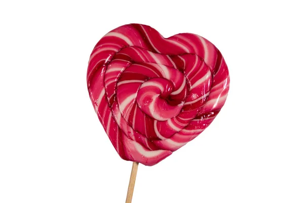 Heart shaped lollipop isolated on white background — Stock Photo, Image