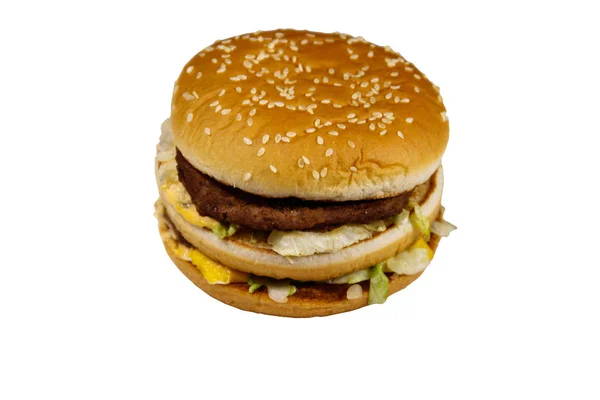 白色背景的大汉堡包 — 图库照片