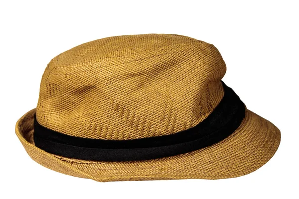 Žlutá slaměný klobouk izolovaných na bílém pozadí — Stock fotografie