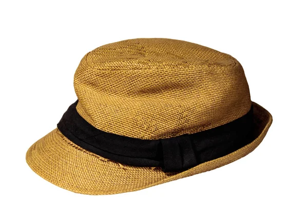 Žlutá slaměný klobouk izolovaných na bílém pozadí — Stock fotografie
