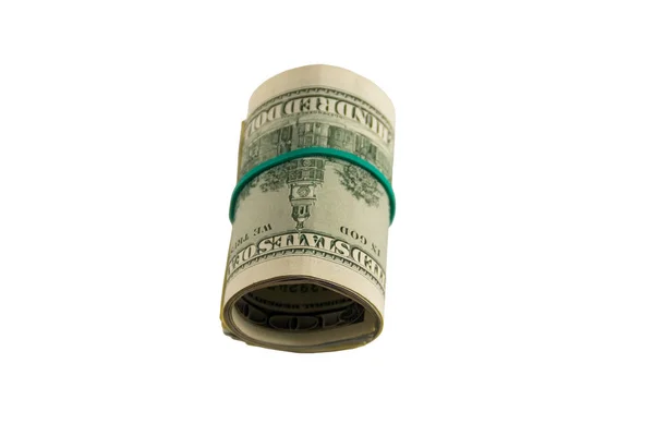 Rollo de dólares aislado en el fondo blanco — Foto de Stock