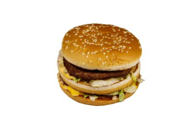 Büyük hamburger beyaz arkaplanda izole