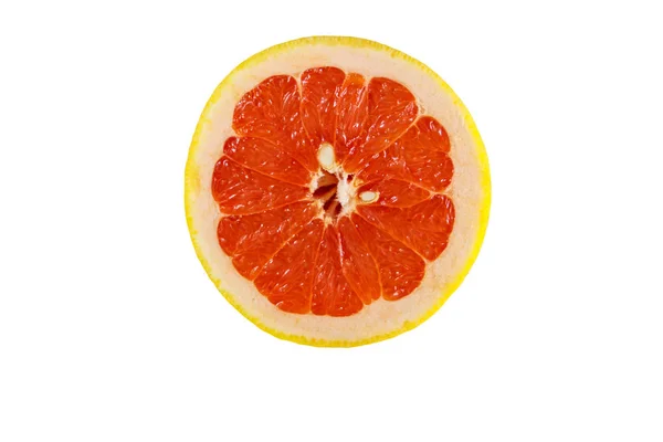 Slice of ripe grapefruit isolated on white background — Stock Photo, Image