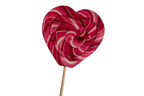 Heart shaped lollipop isolated on white background — Stock Photo, Image