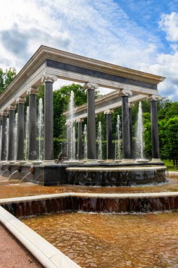 St. Petersburg, Rusya 'daki Aşağı Peterhof Parkı' nda Aslan Çeşmesi