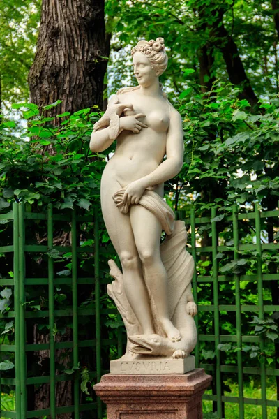 Marble statue Allegory of Salacity in old city park Summer Garden in St. Petersburg, Russia — Stock Photo, Image