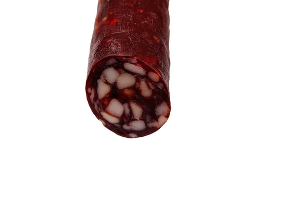 Salame salsiccia isolato su sfondo bianco — Foto Stock