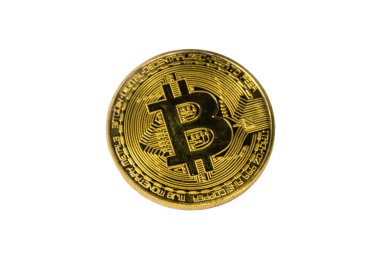 Beyaz arkaplanda izole edilmiş altın bitcoin