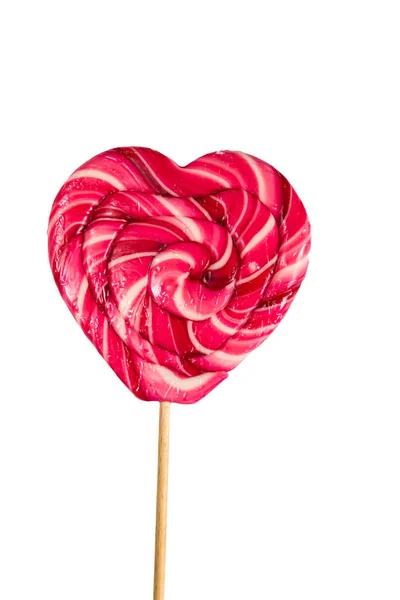 Heart shaped lollipop isolated on white background — Stock Photo, Image