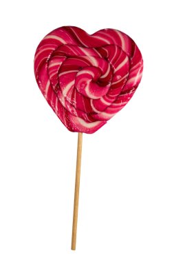 kalp şekilli lolipop beyaz arkaplanda izole