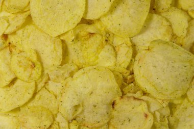 Çıtır patates cipsinin arka planı. 