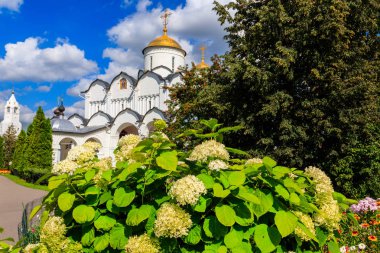 Rusya, Suzdal 'daki şefaat katedrali (Pokrovsky) manastırı. Rusya 'nın altın yüzüğü