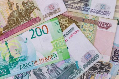 Farklı Rus Rublesi banknotlarının arka planı