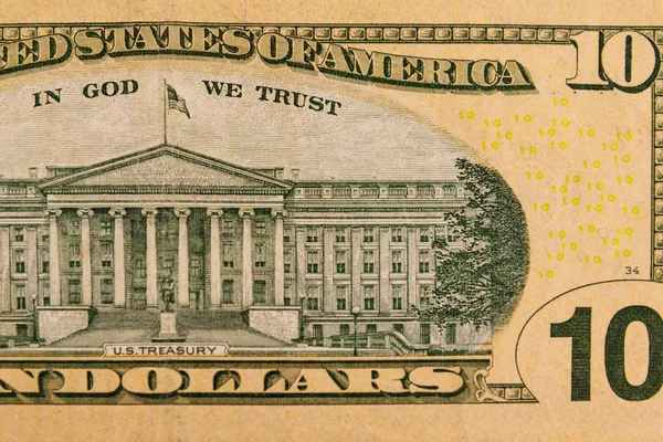 Makro Ujęcie Banknotu Dolarów — Zdjęcie stockowe