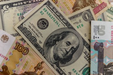 ABD Doları ve Rus ruble arka plan