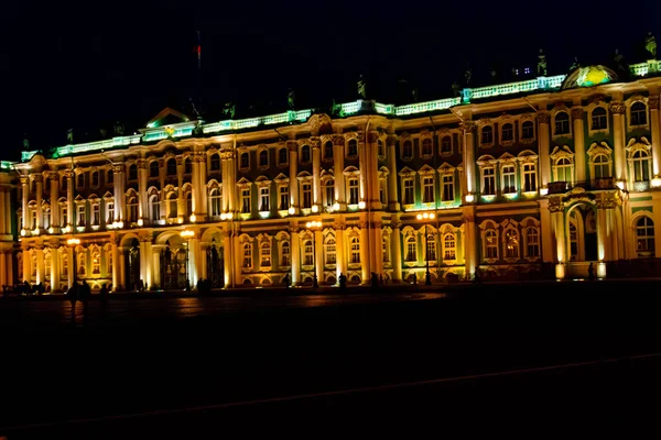 Nocny Widok Pałac Zimowy Placu Pałacowym Petersburgu Rosja — Zdjęcie stockowe
