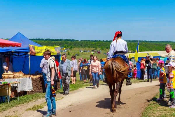 Dnipropetrovsk Region Ukraine June 2018 Ukrainian Cossack Riding Horse Ethno — Stock Photo, Image