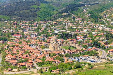 Eski şehirde Mtsheta Gürcistan'daki havadan görünümü