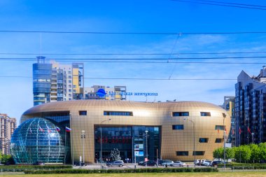 St. Petersburg, Russia - June 25, 2019: Facade of modern business center Baltic Pearl in Saint Petersburg, Russia