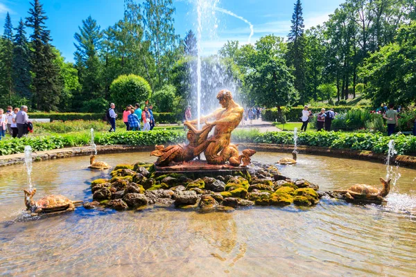 Petersburg Russia June 2019 Triton Fountain Lower Park Peterhof Saint — 图库照片