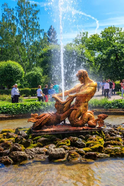 Petersburg Russia June 2019 Triton Fountain Lower Park Peterhof Saint — 图库照片