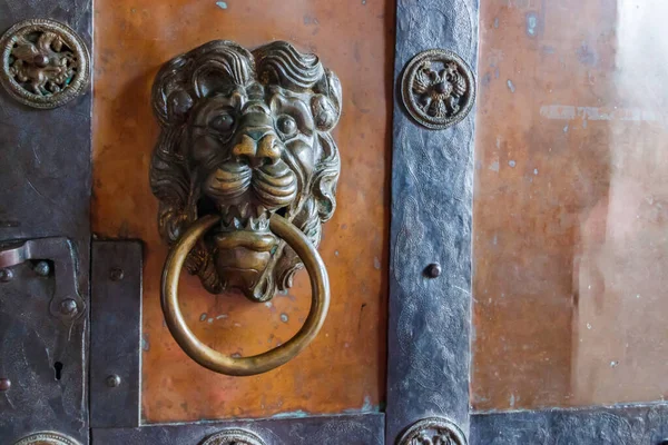 Old Door Door Knocker Shape Lion Head — Stock Photo, Image