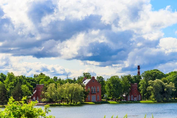 Almirantado Banco Big Pond Parque Catherine Tsarskoye Selo Pushkin Rússia — Fotografia de Stock