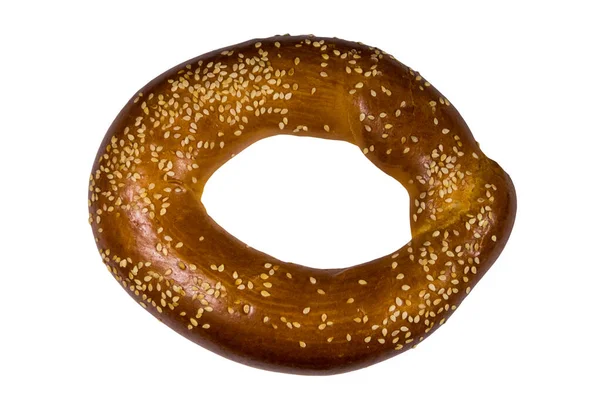 Bagel Med Sesamfrön Isolerad Vit Bakgrund — Stockfoto