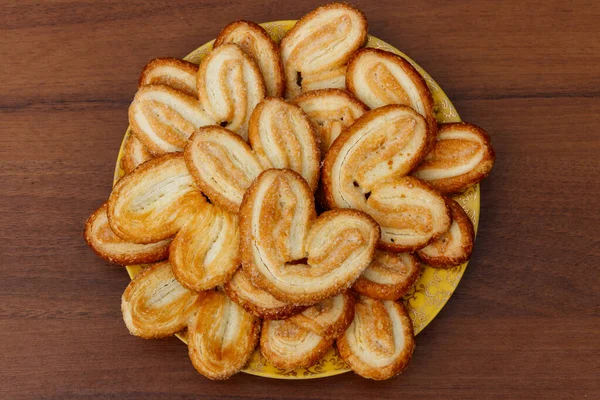 Palmier Bisküvi Fransız Kurabiye Puf Böreği Ayrıca Palmiye Yaprakları Fil — Stok fotoğraf
