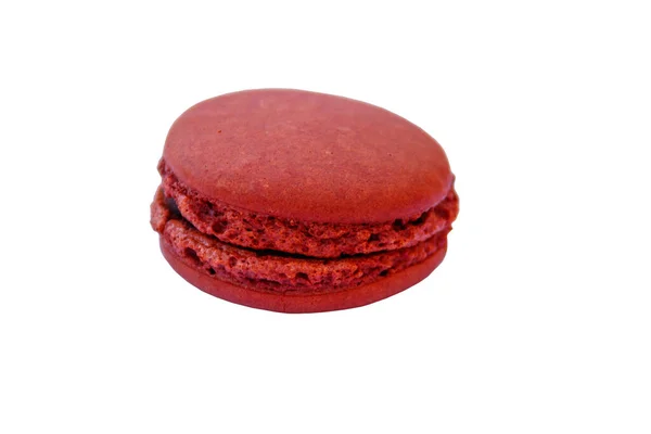 Lekkere Chocolade Macaroon Geïsoleerd Witte Achtergrond — Stockfoto