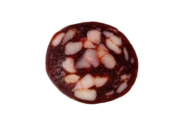 Slice Salami Sausage Isolated White Background — Stock Photo, Image