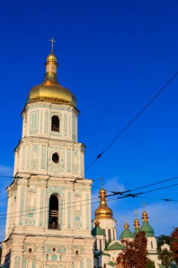 Ukrayna Kiev 'deki Aziz Sophia Katedrali' nin çan kulesi.