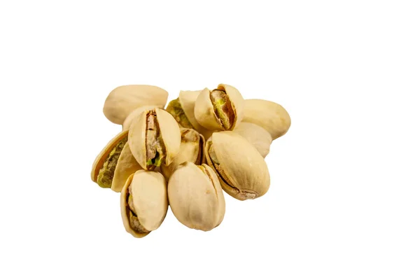 Stapel Pistachenoten Geïsoleerd Witte Achtergrond — Stockfoto