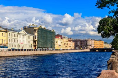 St. Petersburg, Rusya 'daki Fontanka nehrinin manzarası