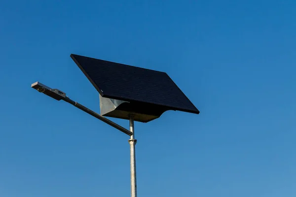 Energia Elétrica Ecológica Painel Solar Usado Para Iluminação Rua — Fotografia de Stock