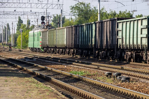 Zicht Het Spoor Goederentrein — Stockfoto