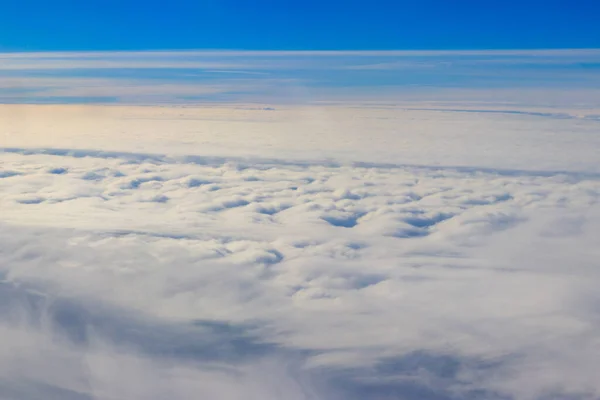 Beaux Nuages Blancs Dans Ciel Bleu Vue Avion — Photo